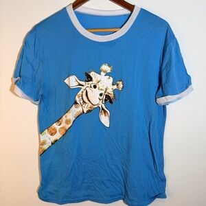 Cheerful Blue Giraffe Tee